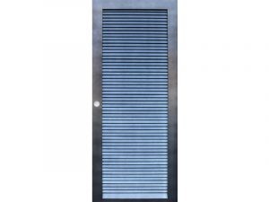 Porte de placard modèle Persienne en hêtre poncé, gris nacré- Recto