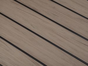 Lame de terrasse en composite UPM ProFi Piazza - Californian Oak et joint noir Rubber strip