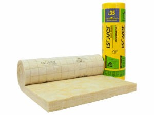 Isoconfort 35 revêtu d'un voile confort quadrillé : isolant thermo-acoustique en laine de verre pour combles aménagés