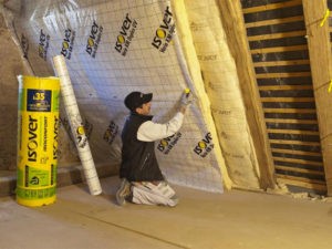 Isoconfort 35 revêtu d'un voile confort quadrillé : isolant thermo-acoustique en laine de verre pour combles aménagés